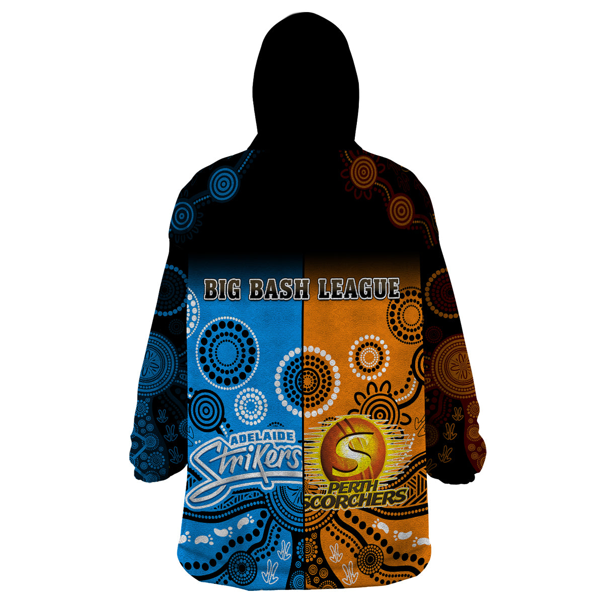 Perth Scorchers and Adelaide Strikers Cricket Wearable Blanket Hoodie Aboriginal Art - Vibe Hoodie Shop