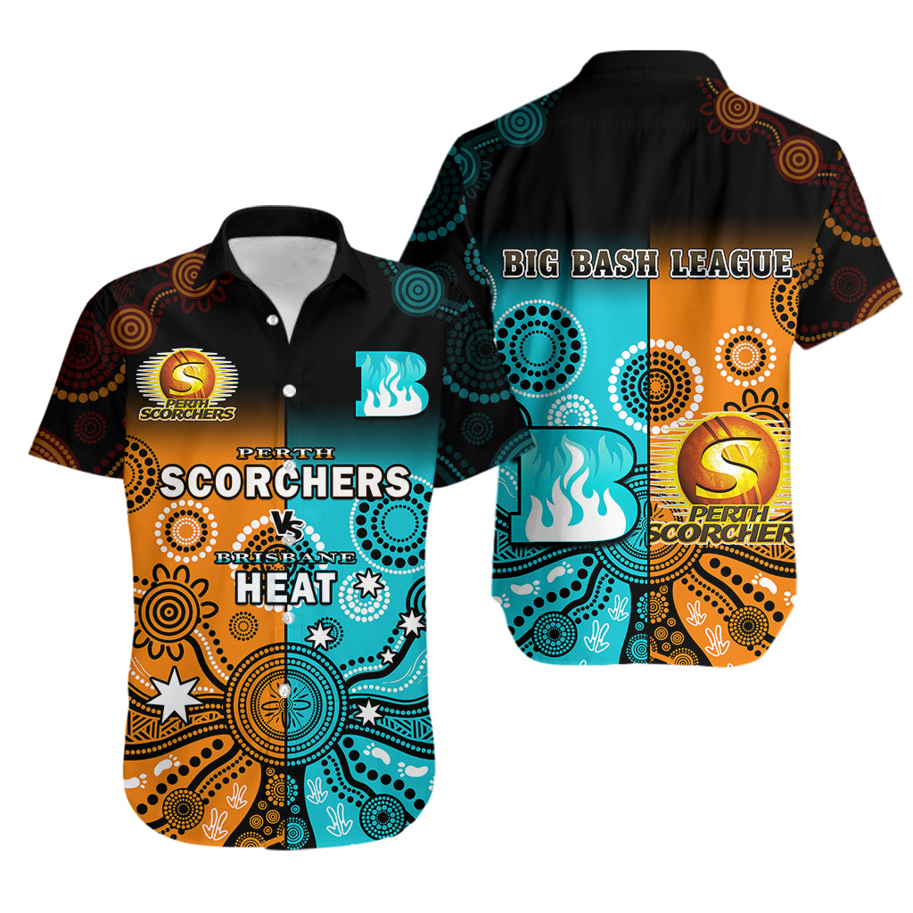 Perth Scorchers and Brisbane Heat Cricket Hawaiian Shirt Aboriginal Art - Vibe Hoodie Shop