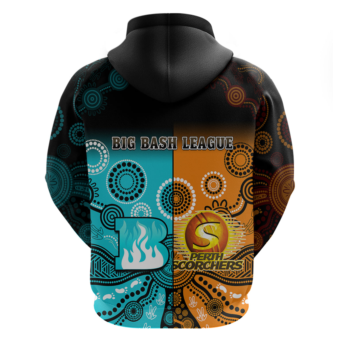 Perth Scorchers and Brisbane Heat Cricket Hoodie Aboriginal Art - Vibe Hoodie Shop