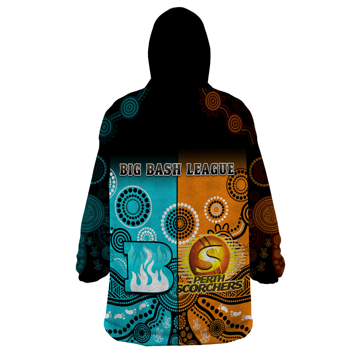 Perth Scorchers and Brisbane Heat Cricket Wearable Blanket Hoodie Aboriginal Art - Vibe Hoodie Shop