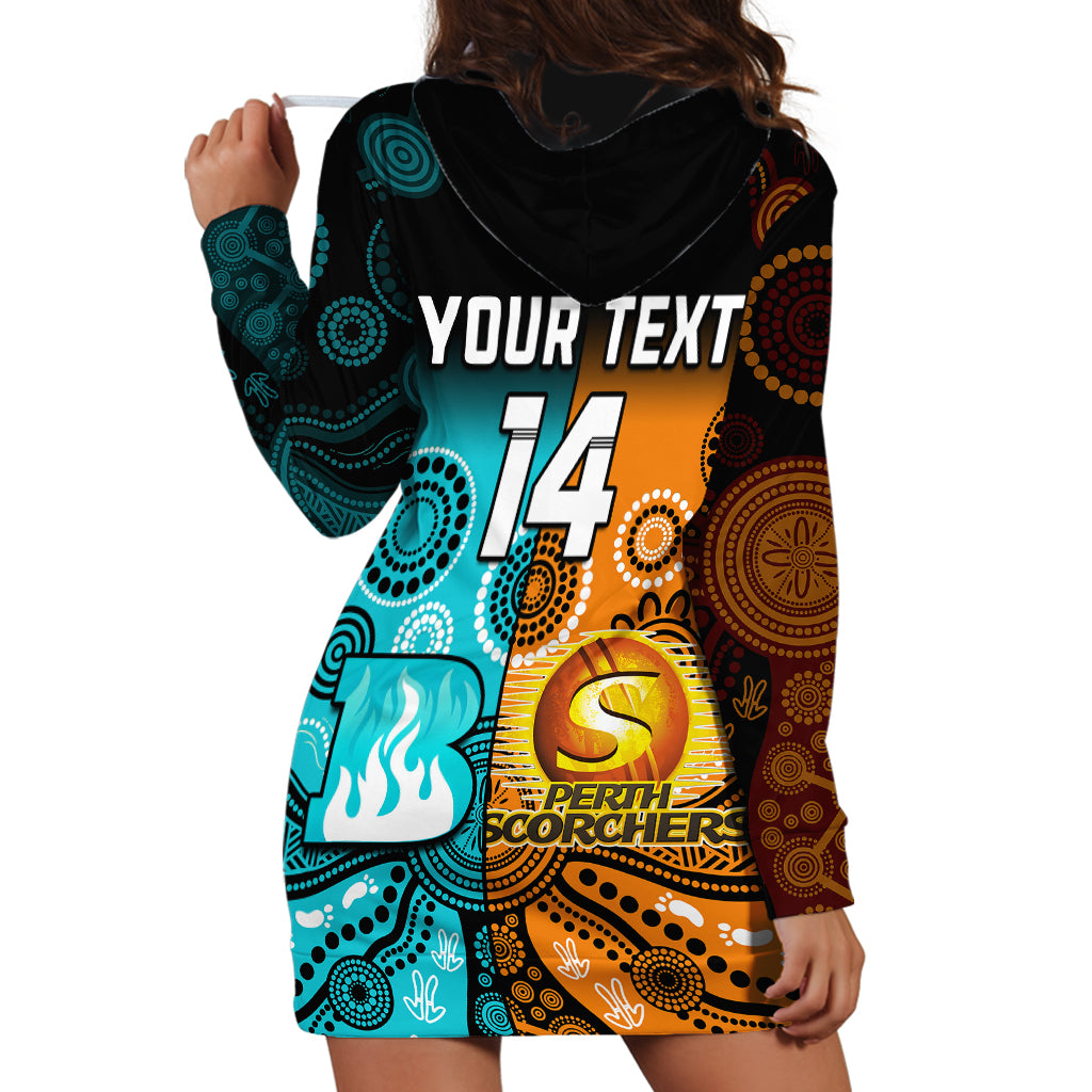 (Custom Text And Number) Perth Scorchers and Brisbane Heat Cricket Hoodie Dress Aboriginal Art - Vibe Hoodie Shop