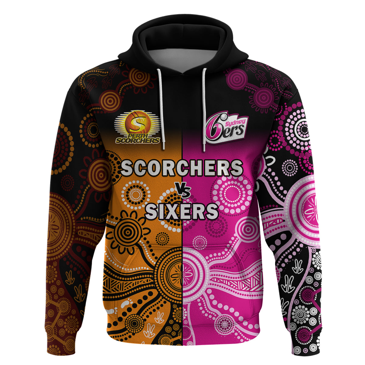 Perth Scorchers and Sydney Sixers Cricket Hoodie Aboriginal Art - Vibe Hoodie Shop
