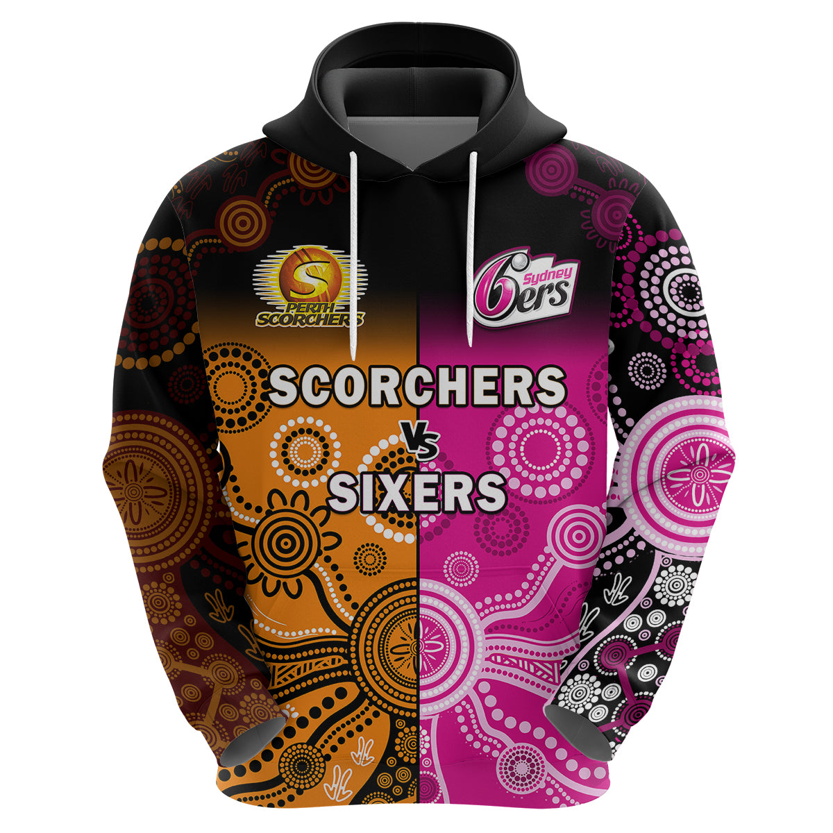 Perth Scorchers and Sydney Sixers Cricket Hoodie Aboriginal Art - Vibe Hoodie Shop