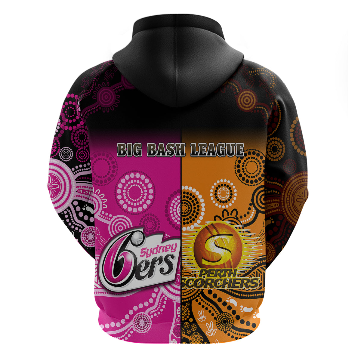 Perth Scorchers and Sydney Sixers Cricket Hoodie Aboriginal Art - Vibe Hoodie Shop