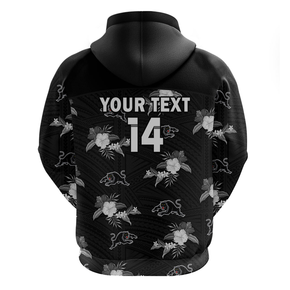 (Custom Text And Number) Panthers Rugby Hoodie Polynesian Tribal Mix Tropical Hawaiian Style - Vibe Hoodie Shop