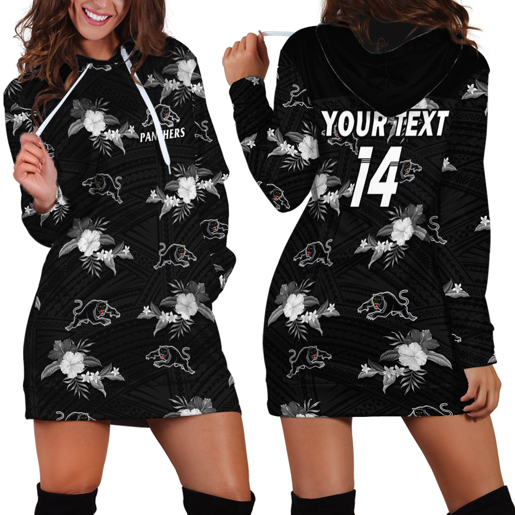 (Custom Text And Number) Panthers Rugby Hoodie Dress Polynesian Tribal Mix Tropical Hawaiian Style - Vibe Hoodie Shop