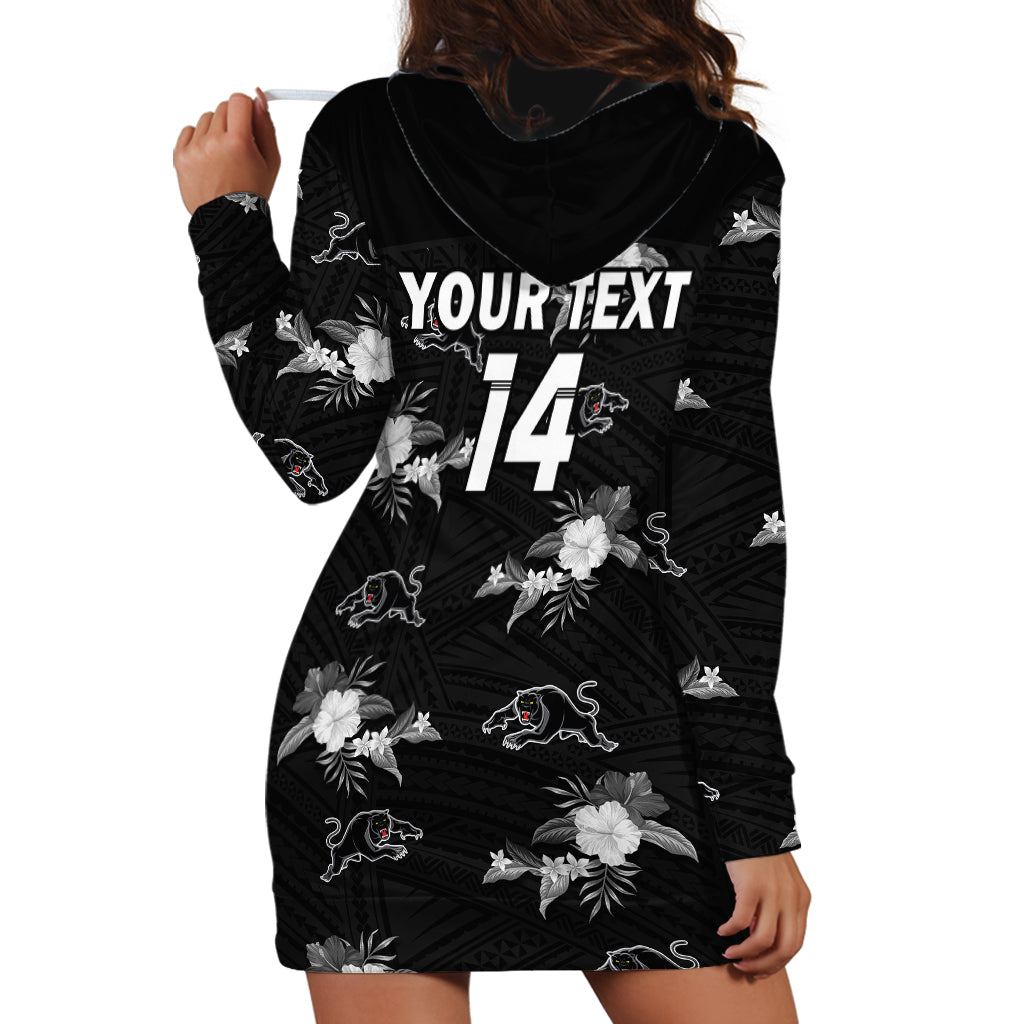 (Custom Text And Number) Panthers Rugby Hoodie Dress Polynesian Tribal Mix Tropical Hawaiian Style - Vibe Hoodie Shop