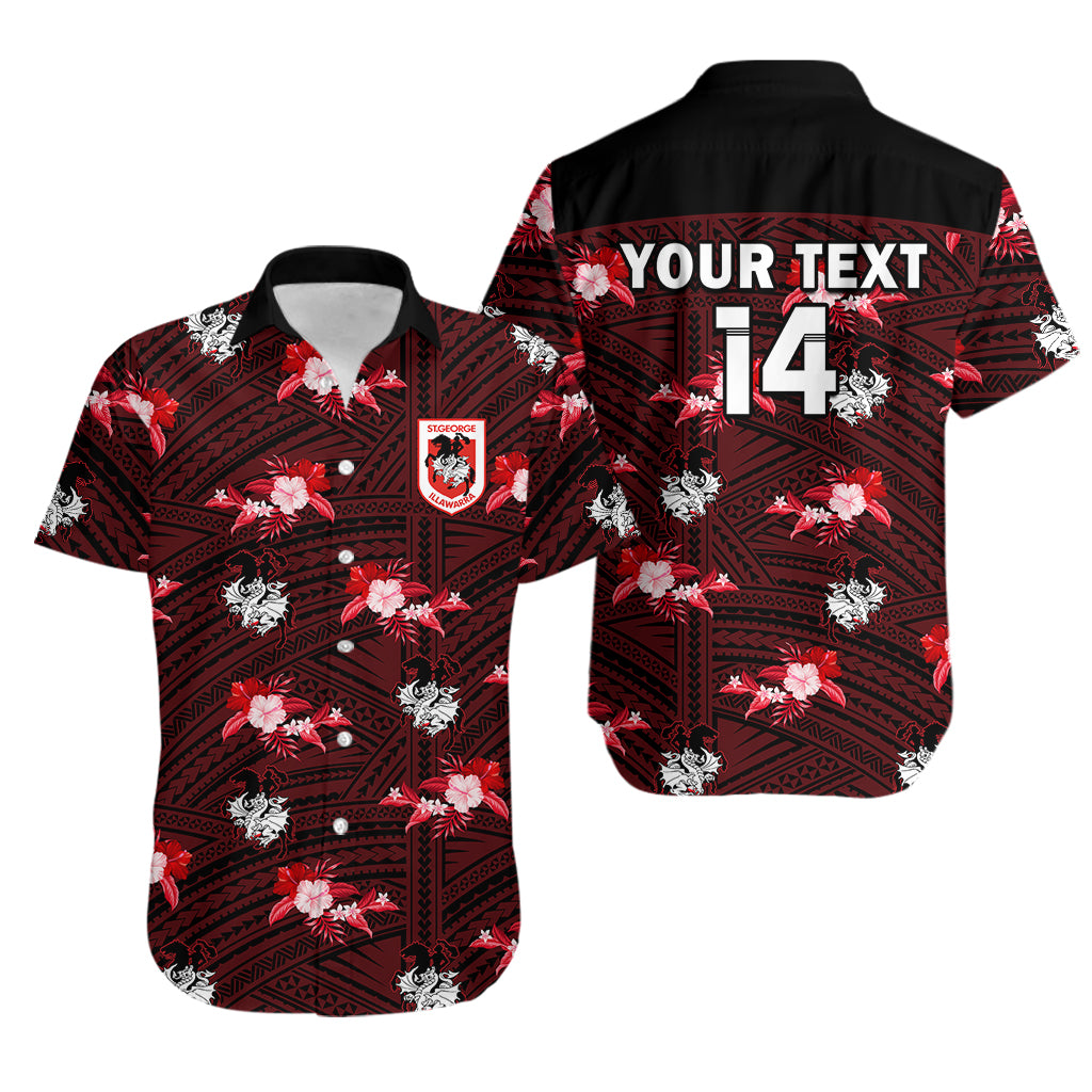 (Custom Text And Number) Dragons Rugby Hawaiian Shirt Polynesian Tribal Mix Tropical Hawaiian Style - Vibe Hoodie Shop