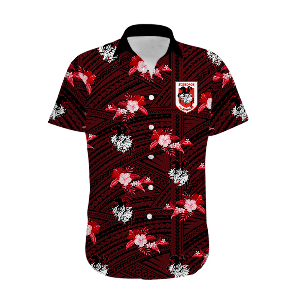 (Custom Text And Number) Dragons Rugby Hawaiian Shirt Polynesian Tribal Mix Tropical Hawaiian Style - Vibe Hoodie Shop