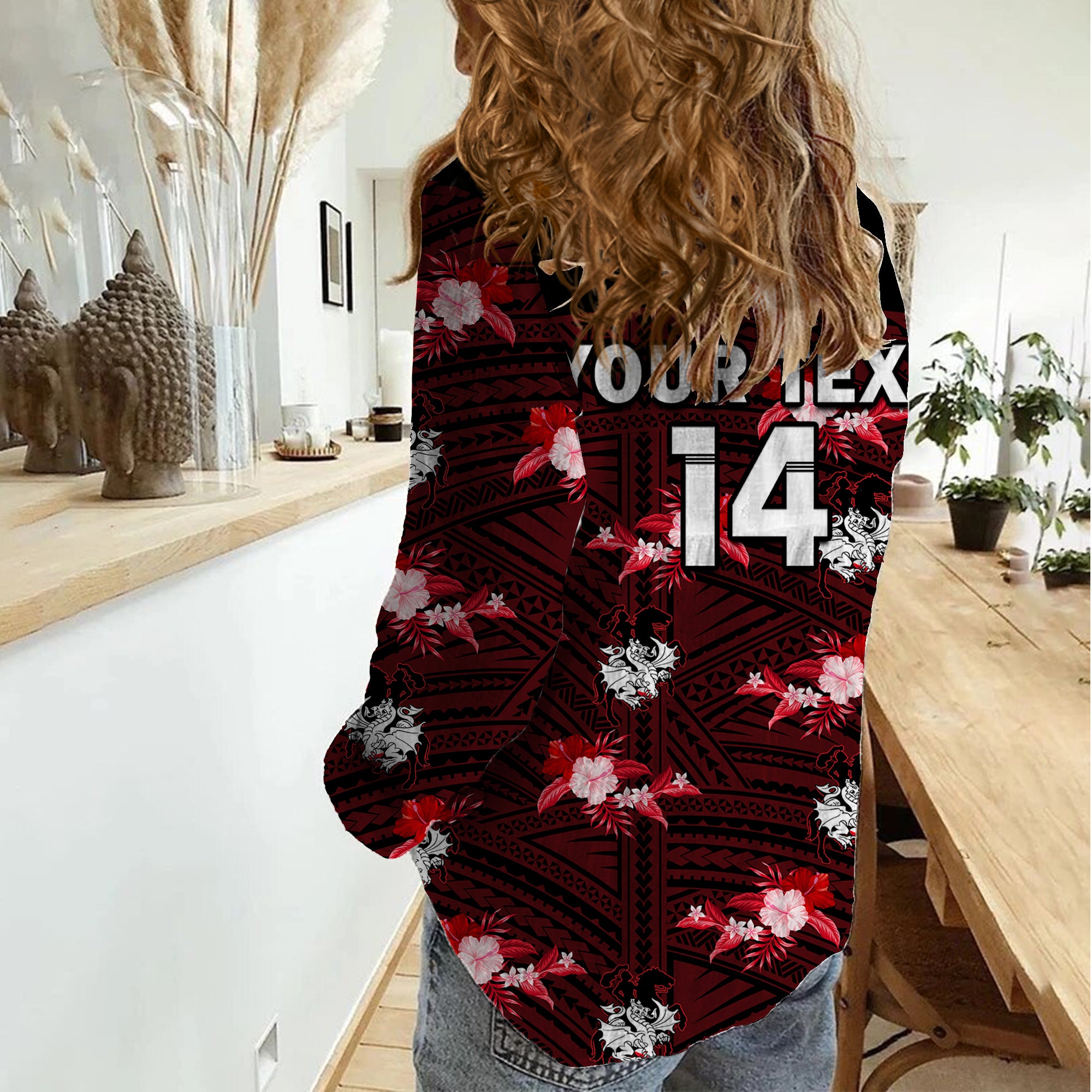 (Custom Text And Number) Dragons Rugby Women Casual Shirt Polynesian Tribal Mix Tropical Hawaiian Style - Vibe Hoodie Shop