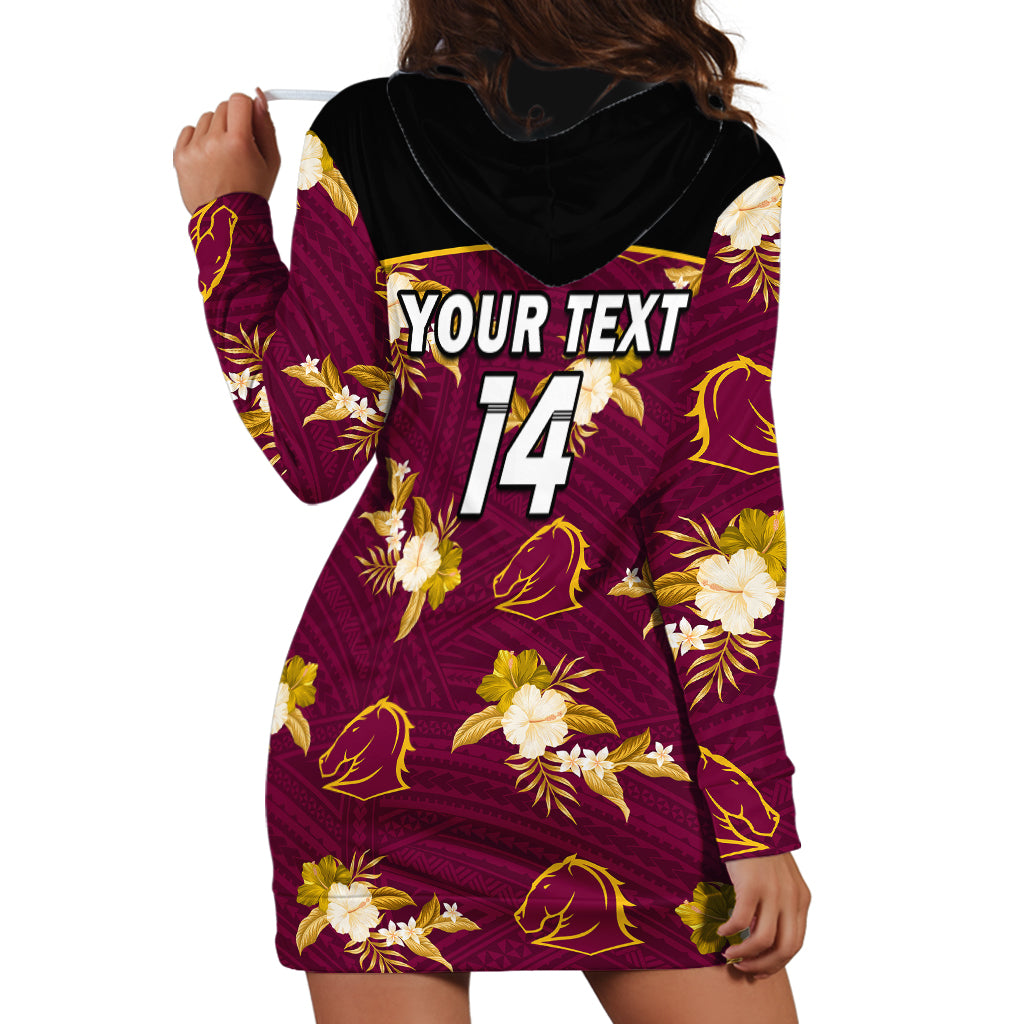 (Custom Text And Number) Broncos Rugby Hoodie Dress Polynesian Tribal Mix Tropical Hawaiian Style - Vibe Hoodie Shop