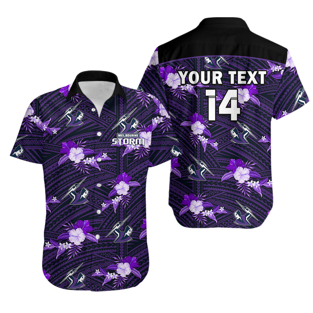 (Custom Text And Number) Storm Rugby Hawaiian Shirt Polynesian Tribal Mix Tropical Hawaiian Style - Vibe Hoodie Shop