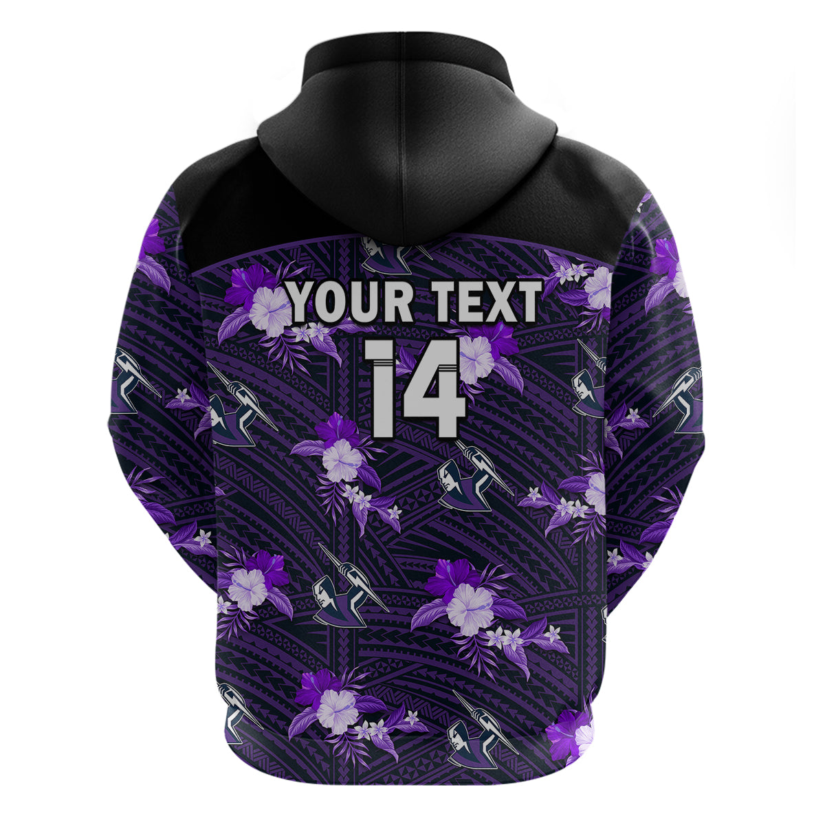 (Custom Text And Number) Storm Rugby Hoodie Polynesian Tribal Mix Tropical Hawaiian Style - Vibe Hoodie Shop