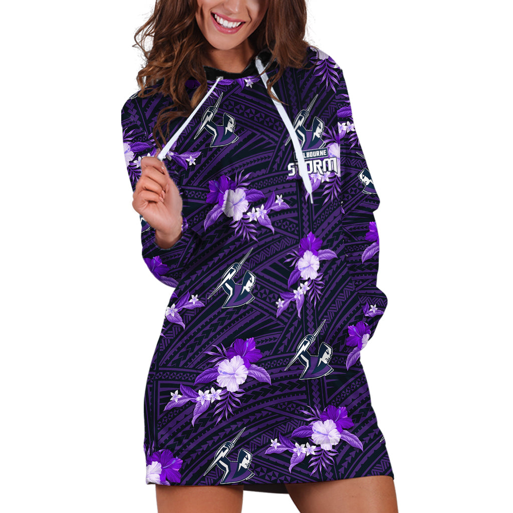 (Custom Text And Number) Storm Rugby Hoodie Dress Polynesian Tribal Mix Tropical Hawaiian Style - Vibe Hoodie Shop