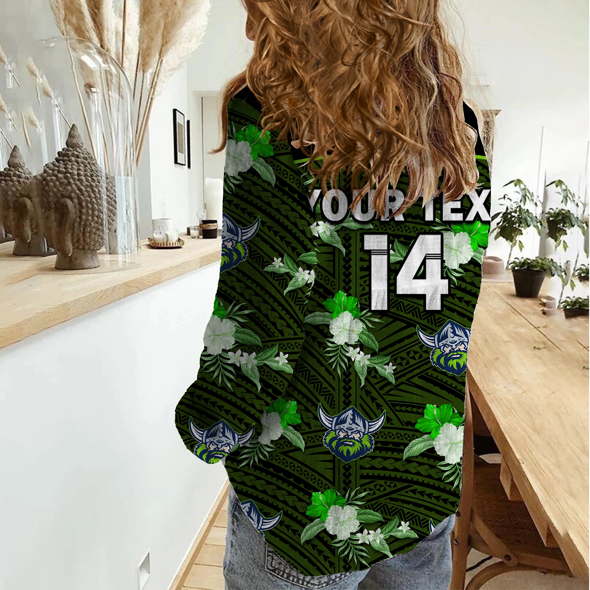(Custom Text And Number) Raiders Rugby Women Casual Shirt Polynesian Tribal Mix Tropical Hawaiian Style - Vibe Hoodie Shop