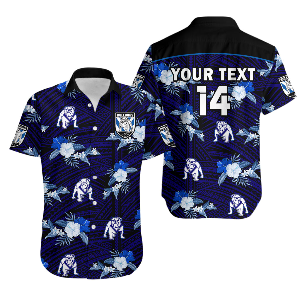 (Custom Text And Number) Bulldogs Rugby Hawaiian Shirt Polynesian Tribal Mix Tropical Hawaiian Style - Vibe Hoodie Shop