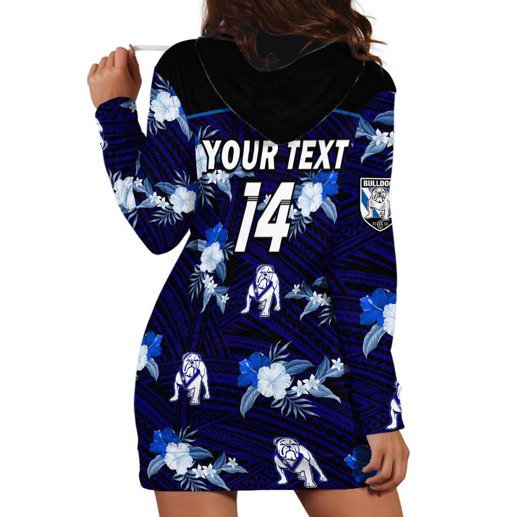 (Custom Text And Number) Bulldogs Rugby Hoodie Dress Polynesian Tribal Mix Tropical Hawaiian Style - Vibe Hoodie Shop