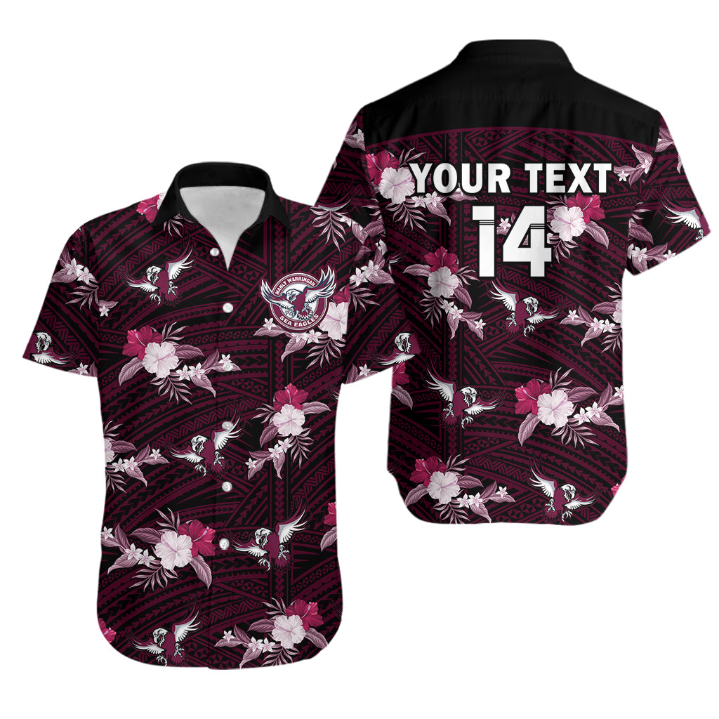 (Custom Text And Number) Sea Eagles Rugby Hawaiian Shirt Polynesian Tribal Mix Tropical Hawaiian Style - Vibe Hoodie Shop
