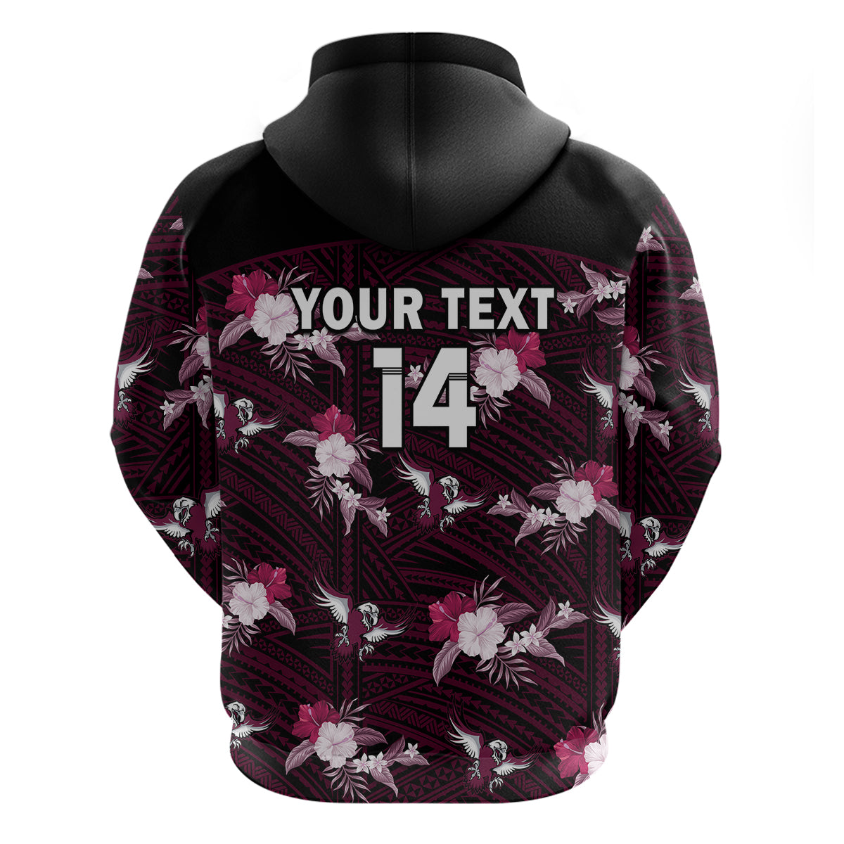 (Custom Text And Number) Sea Eagles Rugby Hoodie Polynesian Tribal Mix Tropical Hawaiian Style - Vibe Hoodie Shop