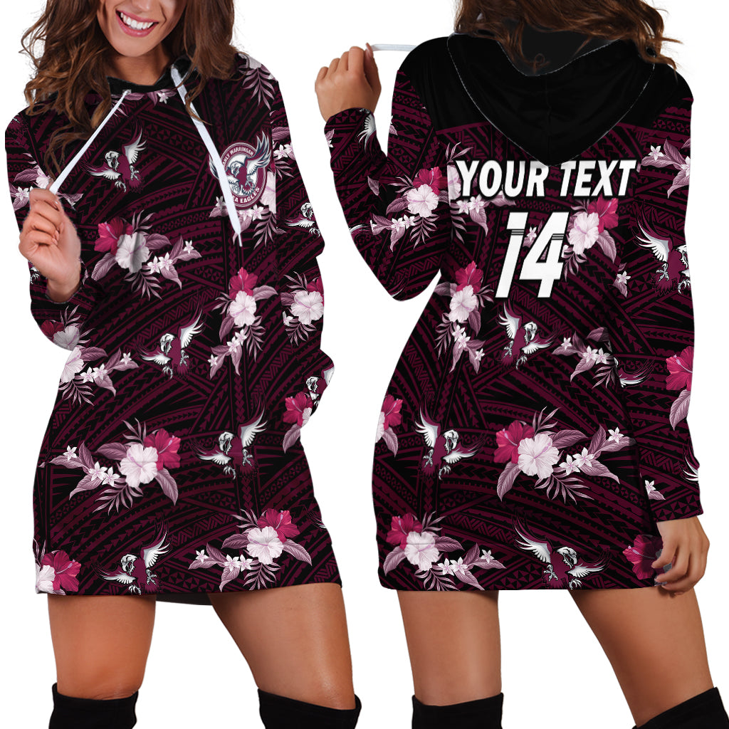 (Custom Text And Number) Sea Eagles Rugby Hoodie Dress Polynesian Tribal Mix Tropical Hawaiian Style - Vibe Hoodie Shop