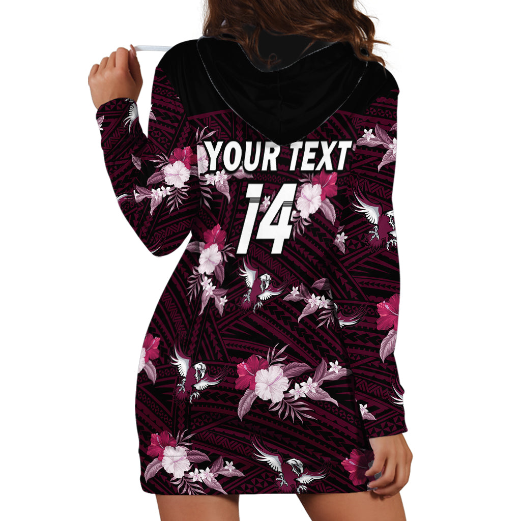 (Custom Text And Number) Sea Eagles Rugby Hoodie Dress Polynesian Tribal Mix Tropical Hawaiian Style - Vibe Hoodie Shop