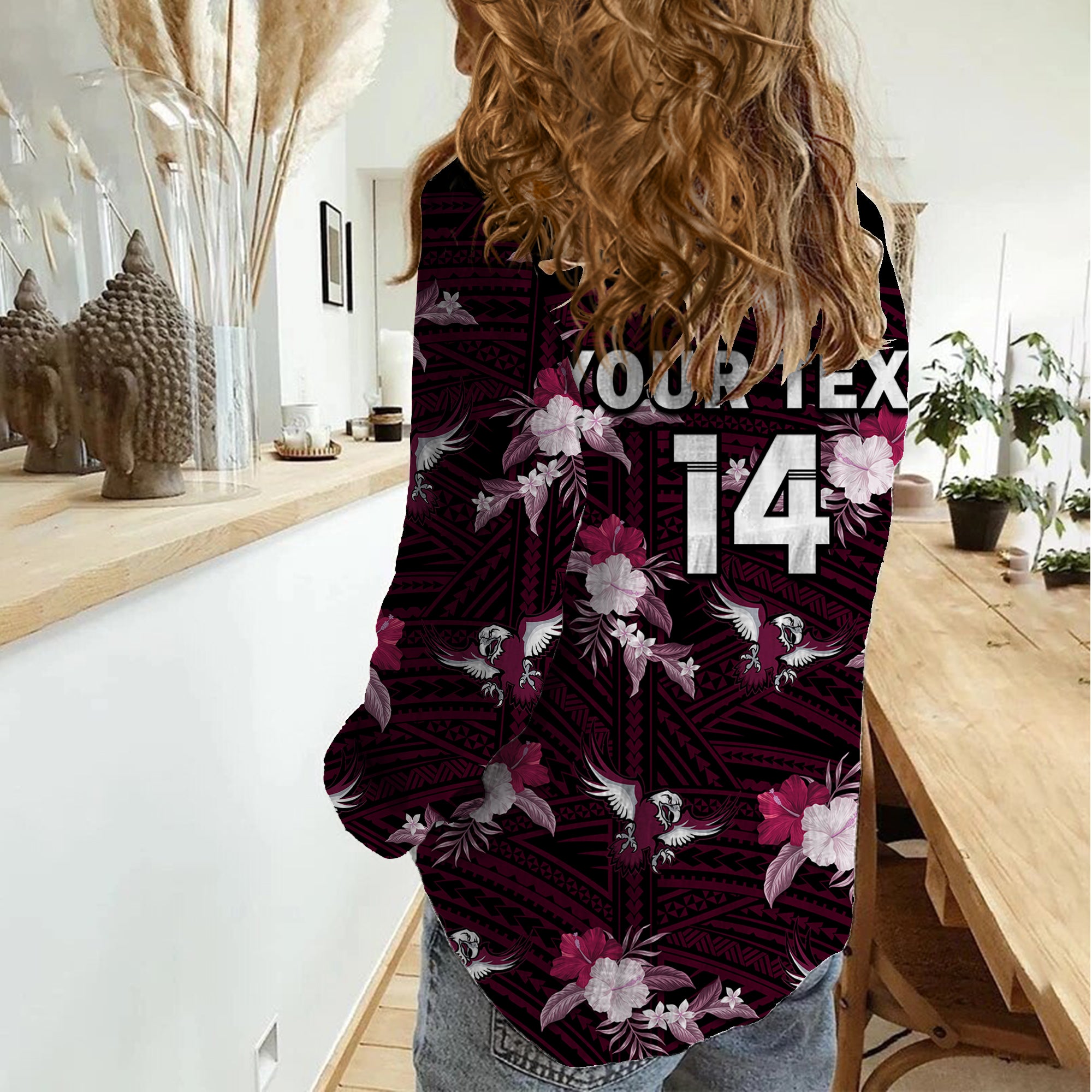 (Custom Text And Number) Sea Eagles Rugby Women Casual Shirt Polynesian Tribal Mix Tropical Hawaiian Style - Vibe Hoodie Shop