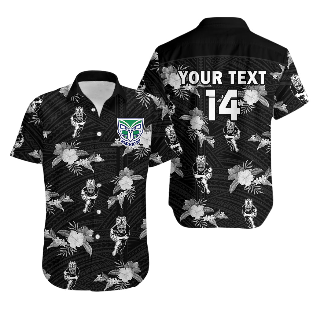 (Custom Text And Number) Warriors Rugby Hawaiian Shirt NZ Polynesian Tribal Mix Tropical Hawaiian Style - Vibe Hoodie Shop