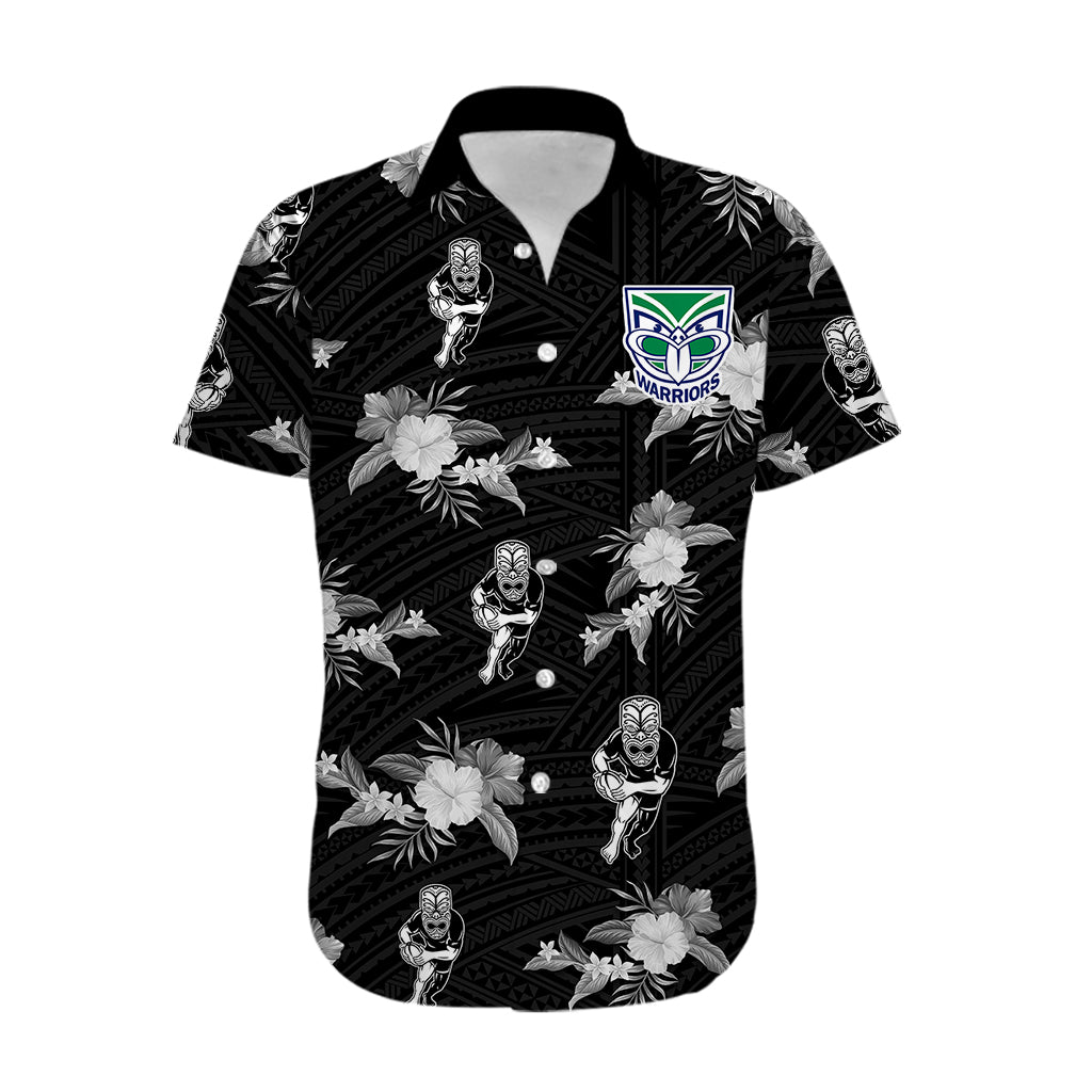 (Custom Text And Number) Warriors Rugby Hawaiian Shirt NZ Polynesian Tribal Mix Tropical Hawaiian Style - Vibe Hoodie Shop