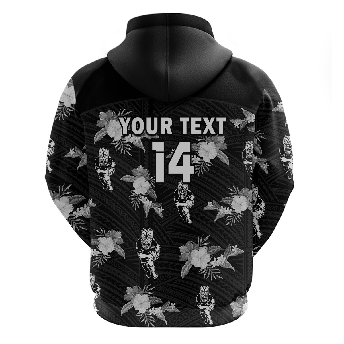 (Custom Text And Number) Warriors Rugby Hoodie NZ Polynesian Tribal Mix Tropical Hawaiian Style - Vibe Hoodie Shop