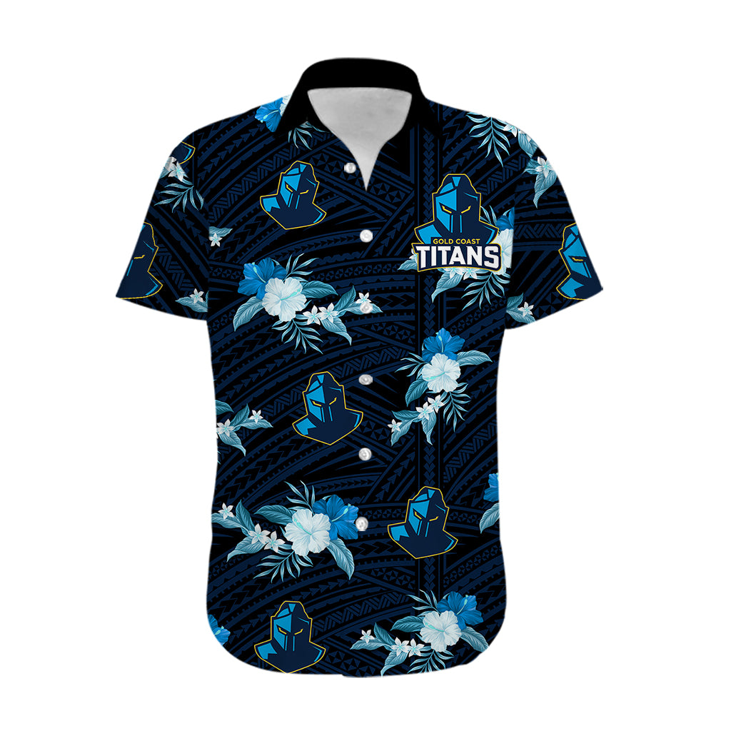 (Custom Text And Number) Titans Rugby Hawaiian Shirt Polynesian Tribal Mix Tropical Hawaiian Style - Vibe Hoodie Shop