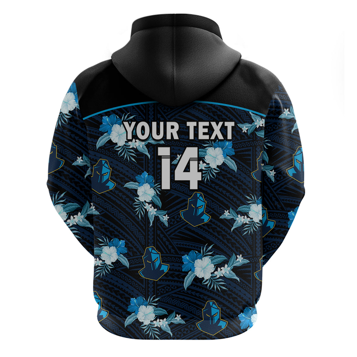 (Custom Text And Number) Titans Rugby Hoodie Polynesian Tribal Mix Tropical Hawaiian Style - Vibe Hoodie Shop