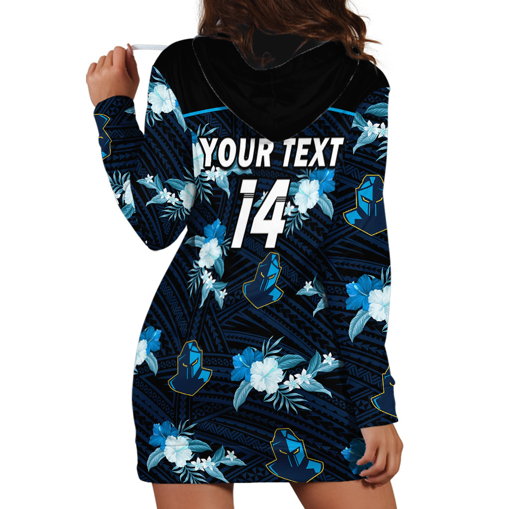 (Custom Text And Number) Titans Rugby Hoodie Dress Polynesian Tribal Mix Tropical Hawaiian Style - Vibe Hoodie Shop