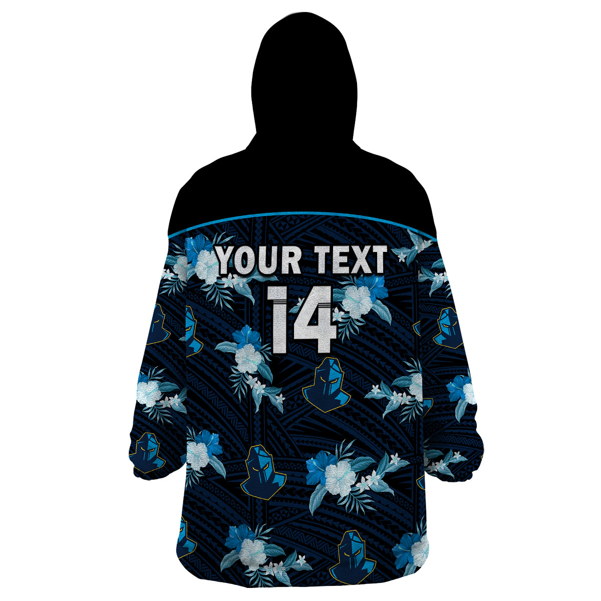 (Custom Text And Number) Titans Rugby Wearable Blanket Hoodie Polynesian Tribal Mix Tropical Hawaiian Style - Vibe Hoodie Shop