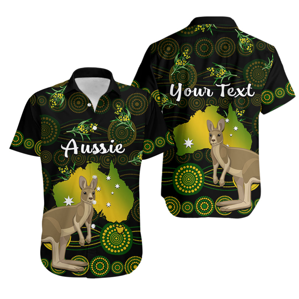 (Custom Personalised) Australia Hawaiian Shirt Golden Wattle Mix Kangaroo And Map - Vibe Hoodie Shop