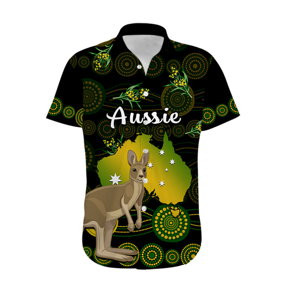 (Custom Personalised) Australia Hawaiian Shirt Golden Wattle Mix Kangaroo And Map - Vibe Hoodie Shop