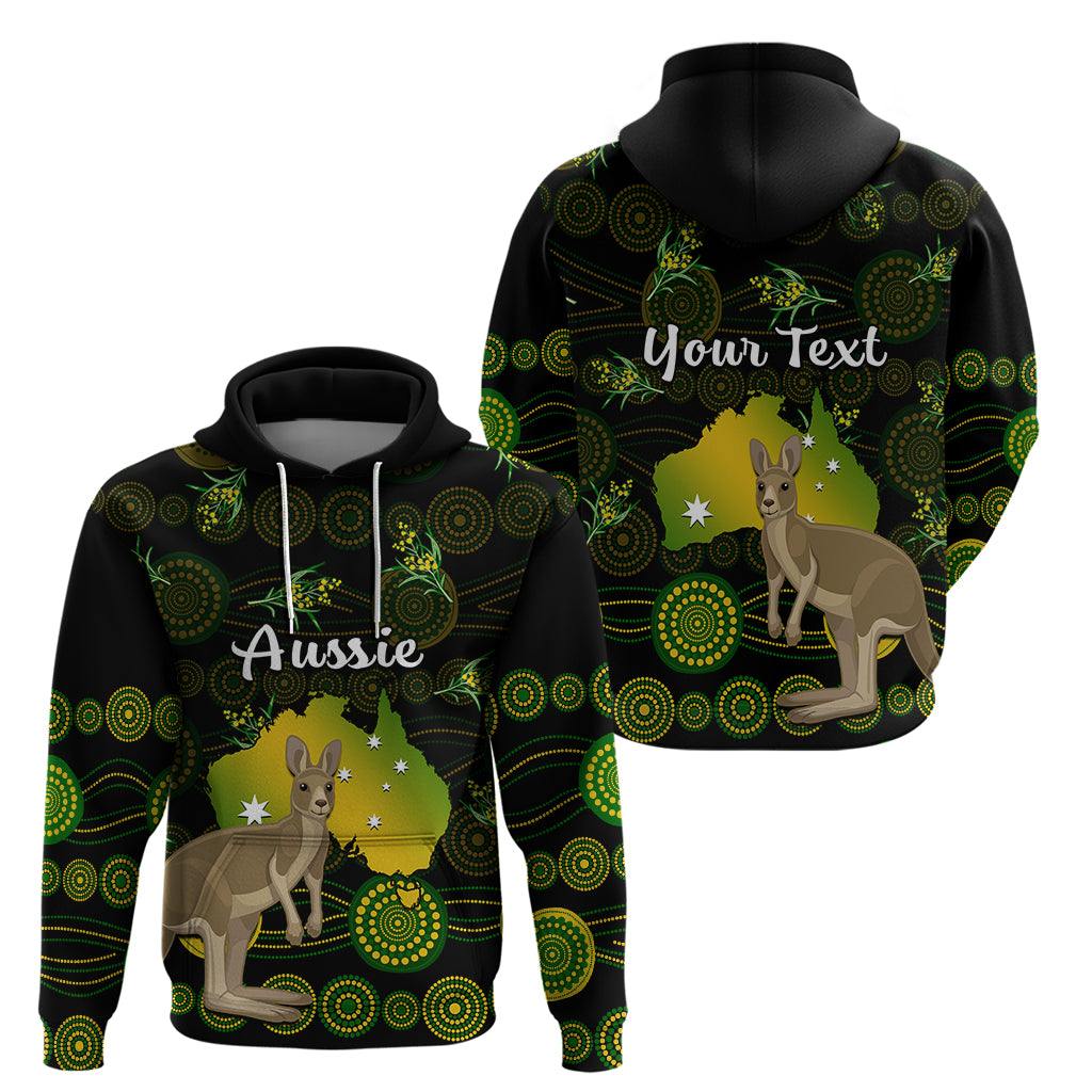 (Custom Personalised) Australia Hoodie Golden Wattle Mix Kangaroo And Map - Vibe Hoodie Shop