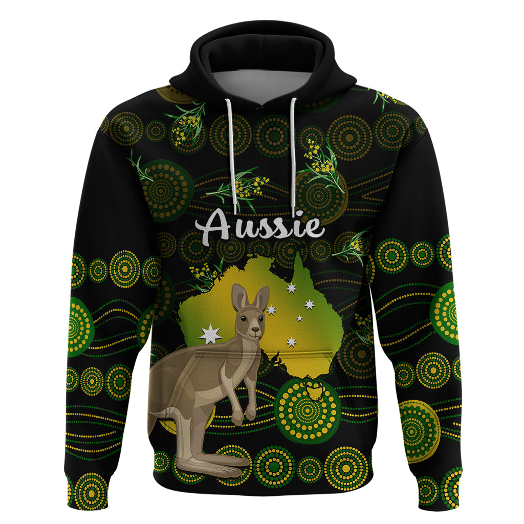 (Custom Personalised) Australia Hoodie Golden Wattle Mix Kangaroo And Map - Vibe Hoodie Shop