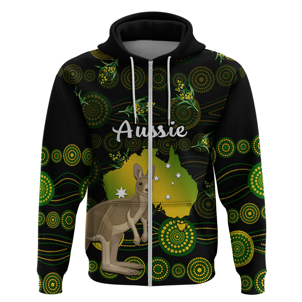 (Custom Personalised) Australia Hoodie Golden Wattle Mix Kangaroo And Map - Vibe Hoodie Shop