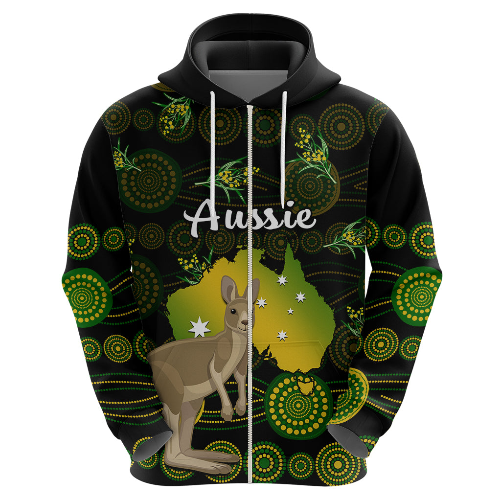 (Custom Personalised) Australia Hoodie Golden Wattle Mix Kangaroo And Map - Vibe Hoodie Shop