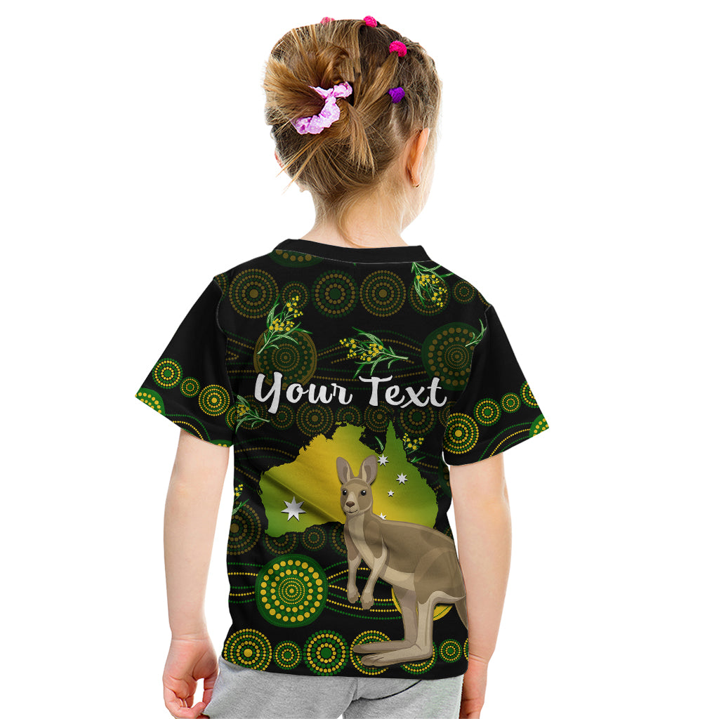 (Custom Personalised) Australia Kid T Shirt Golden Wattle Mix Kangaroo And Map - Vibe Hoodie Shop