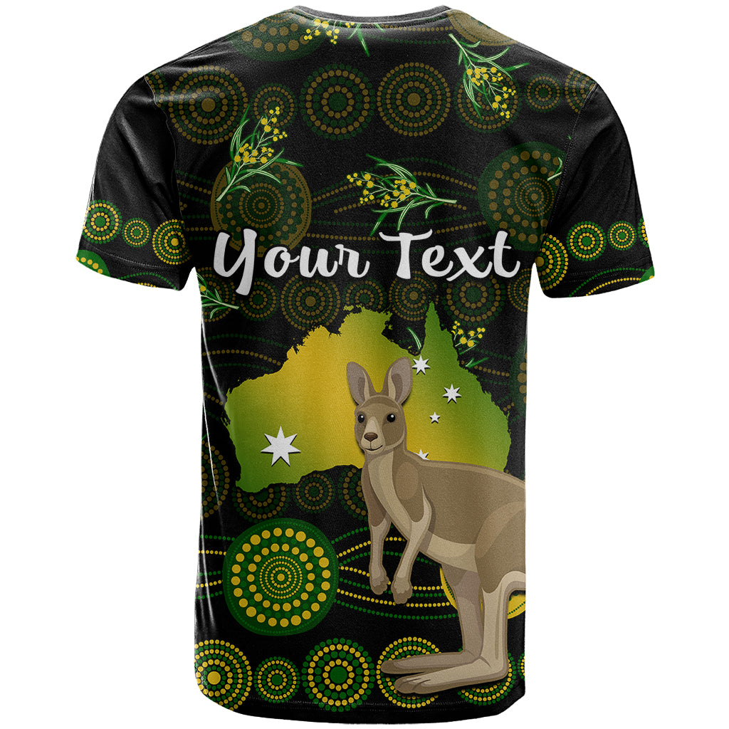 (Custom Personalised) Australia T Shirt Golden Wattle Mix Kangaroo And Map - Vibe Hoodie Shop