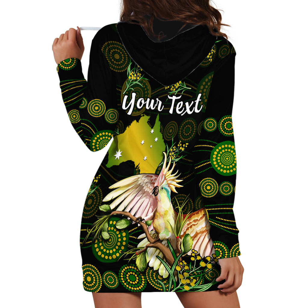 (Custom Personalised) Australia Hoodie Dress Golden Wattle Mix Cockatoo And Map - Vibe Hoodie Shop