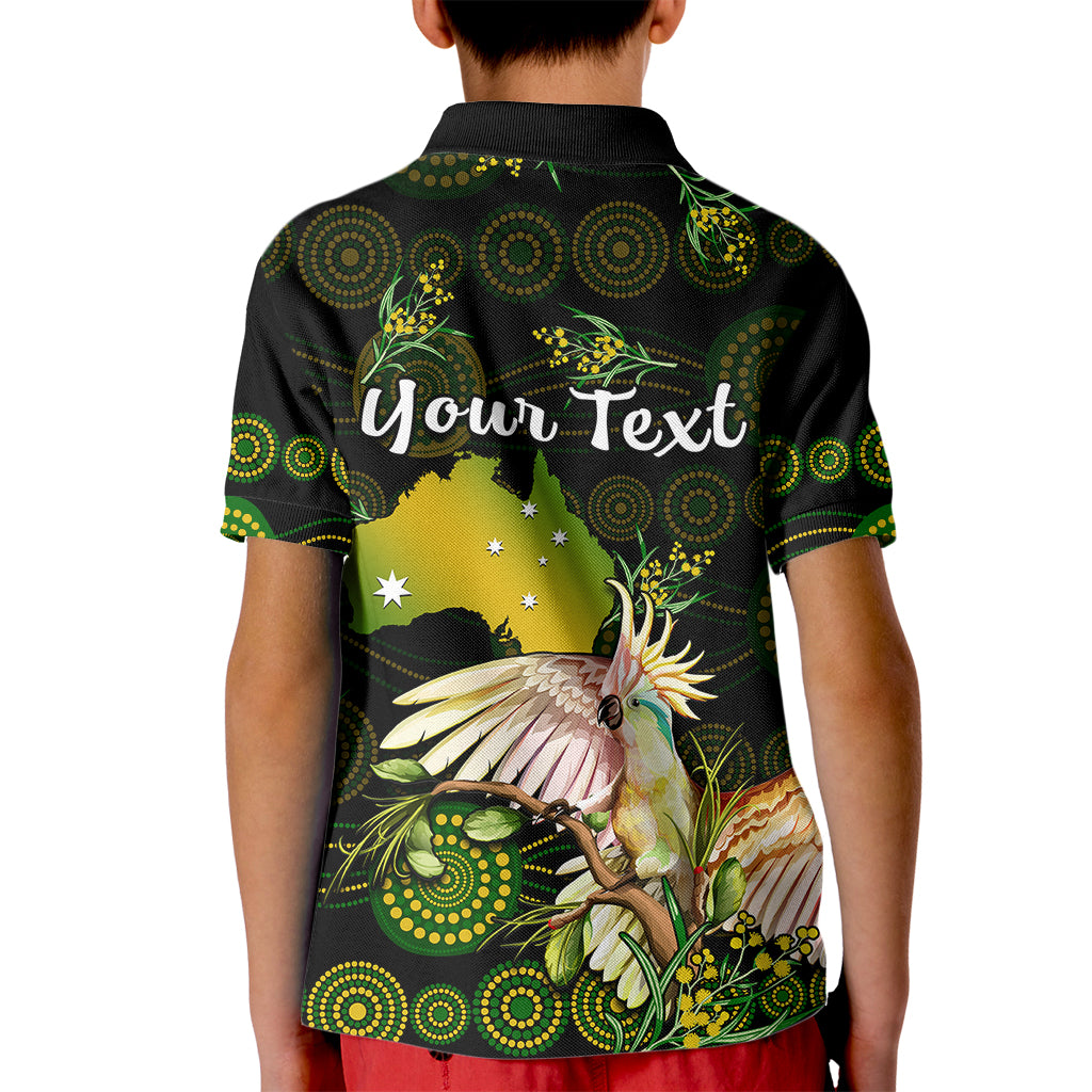 (Custom Personalised) Australia Kid Polo Shirt Golden Wattle Mix Cockatoo And Map - Vibe Hoodie Shop