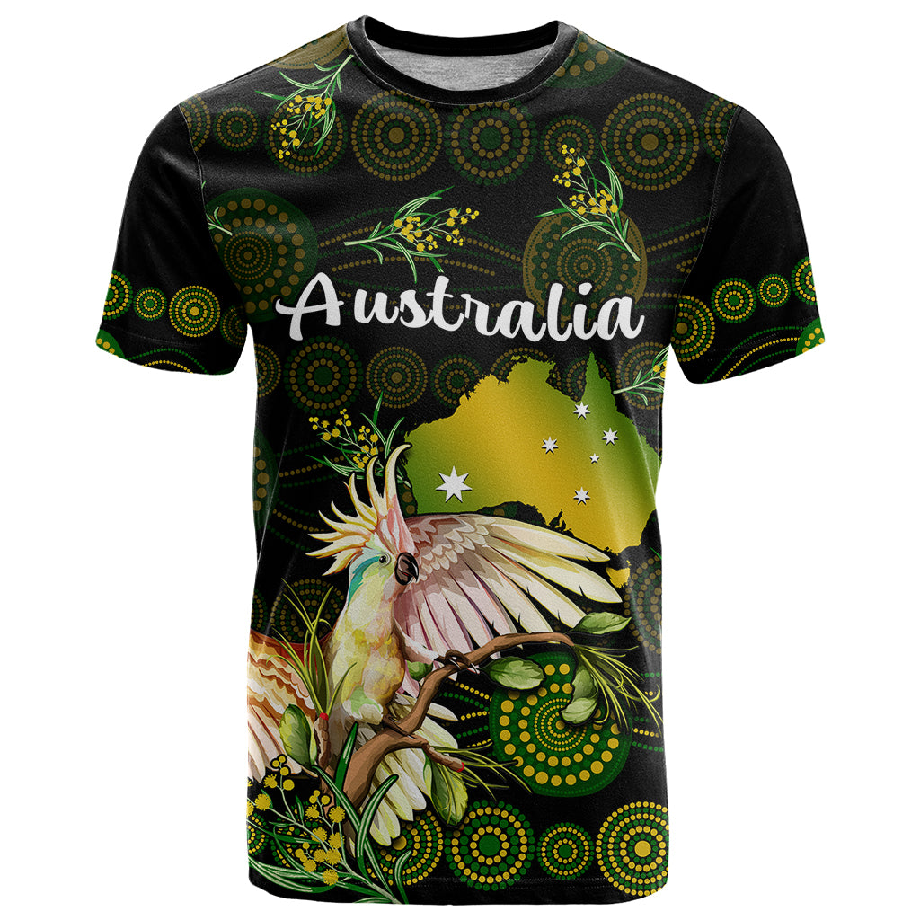 (Custom Personalised) Australia T Shirt Golden Wattle Mix Cockatoo And Map - Vibe Hoodie Shop