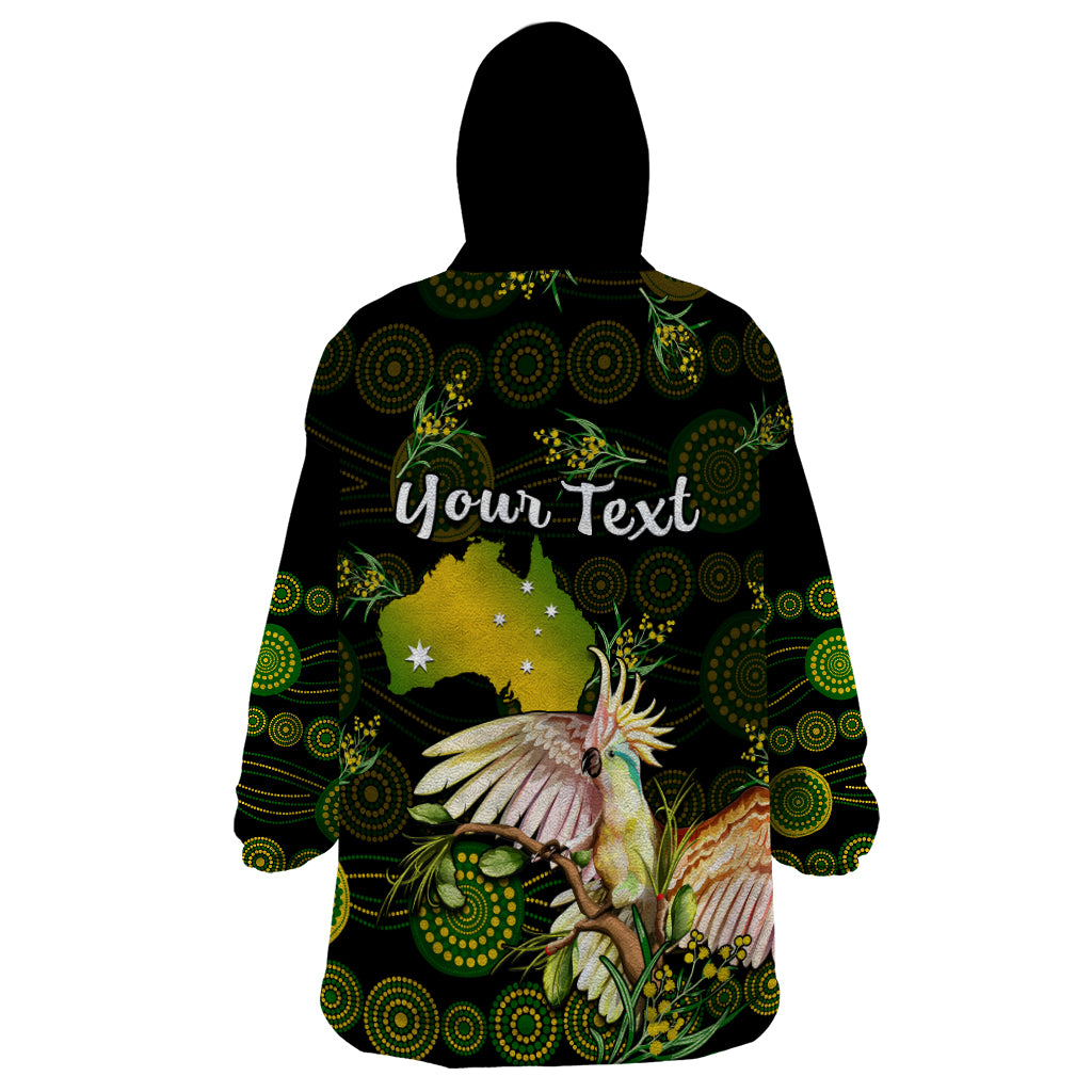 (Custom Personalised) Australia Wearable Blanket Hoodie Golden Wattle Mix Cockatoo And Map - Vibe Hoodie Shop