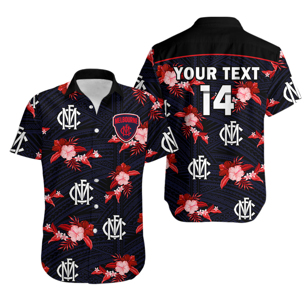 (Custom Text And Number) Demons Football Hawaiian Shirt Polynesian Tribal Mix Tropical Hawaiian Style - Vibe Hoodie Shop