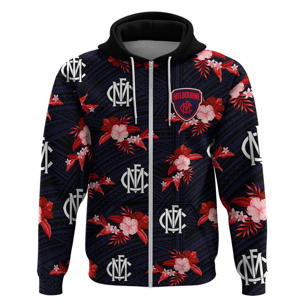 (Custom Text And Number) Demons Football Hoodie Polynesian Tribal Mix Tropical Hawaiian Style - Vibe Hoodie Shop