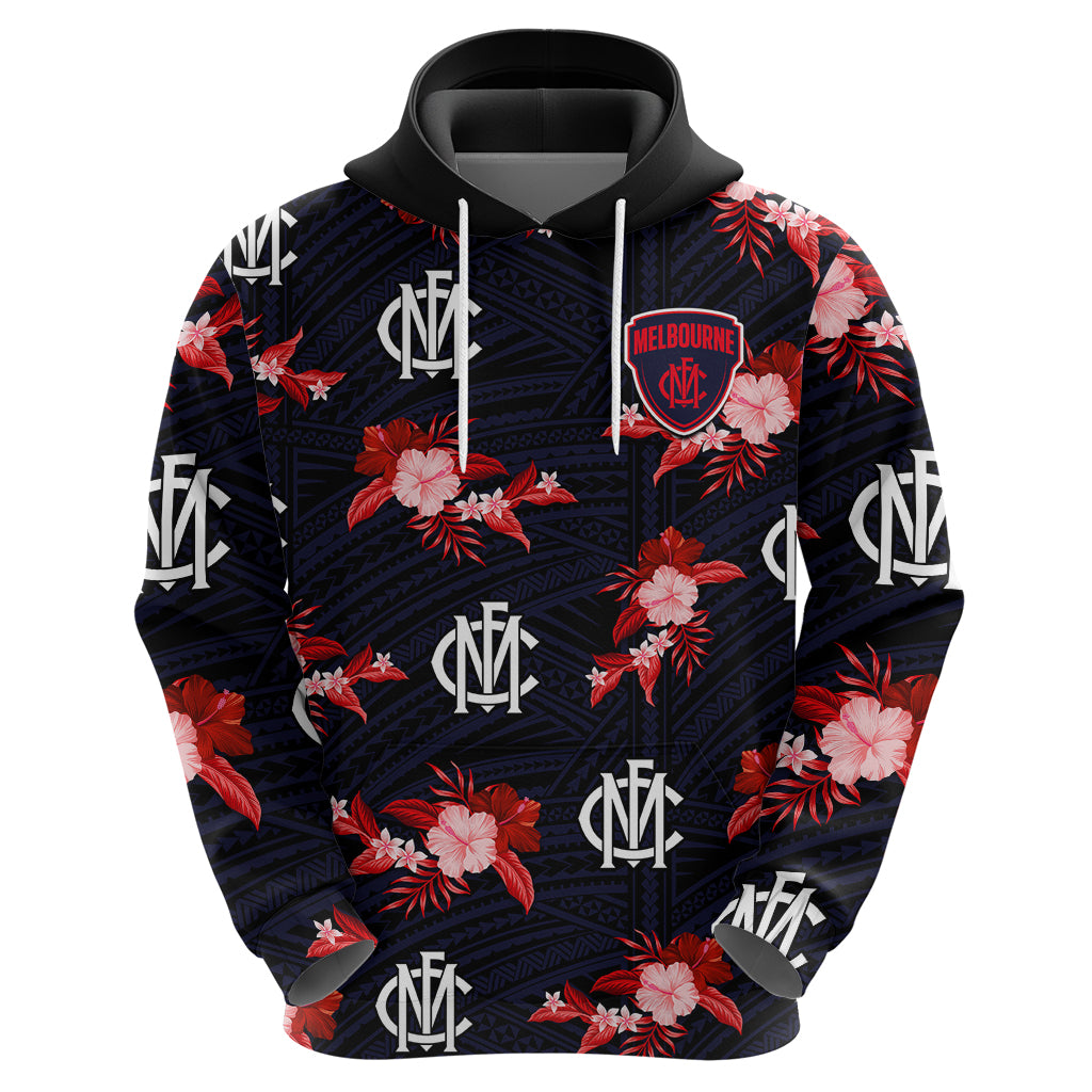 (Custom Text And Number) Demons Football Hoodie Polynesian Tribal Mix Tropical Hawaiian Style - Vibe Hoodie Shop