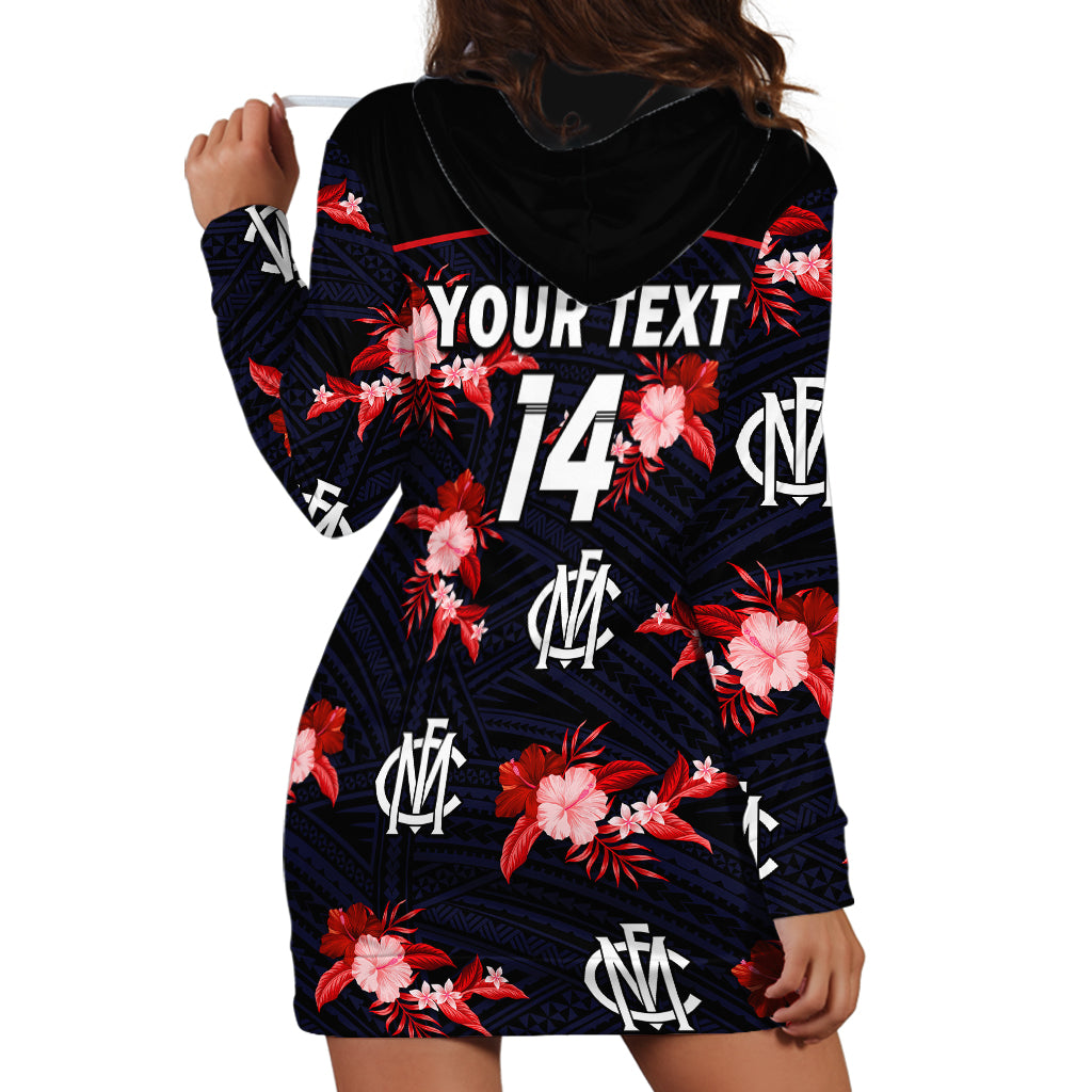 (Custom Text And Number) Demons Football Hoodie Dress Polynesian Tribal Mix Tropical Hawaiian Style - Vibe Hoodie Shop