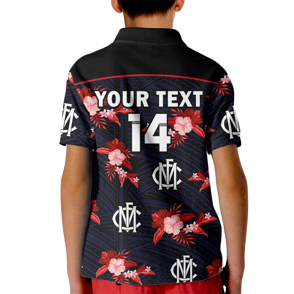 (Custom Text And Number) Demons Football Kid Polo Shirt Polynesian Tribal Mix Tropical Hawaiian Style - Vibe Hoodie Shop